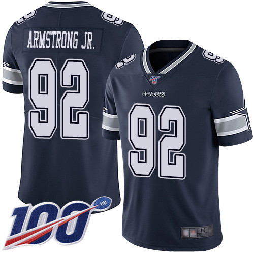 Men Dallas Cowboys Limited Navy Blue Dorance Armstrong Jr. Home 92 100th Season Vapor Untouchable NFL Jersey
